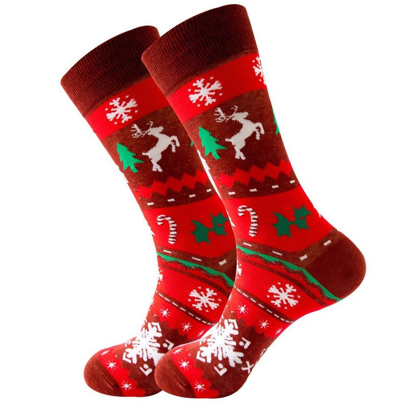 Anyfootwear 5 Pairs Red Black Size 5-13 Socks Crystal Silk Tide Santa Claus Winter Holiday Plus Snowflake Stocking Comfortable To Wear Perfect For Women