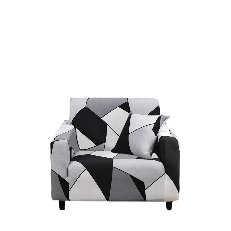 Anyseat 1 Seater Sofa Cover Black White Geometric Style and Protection For Living Room Sofa Chair Elastic Stretchable Slipcover