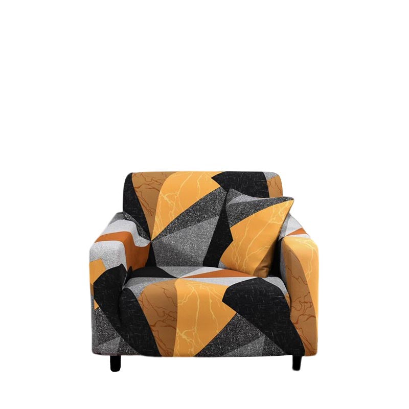 Anyseat 1 Seater Sofa Cover Golden Yellow Geometric Style and Protection For Living Room Sofa Chair Elastic Stretchable Slipcover
