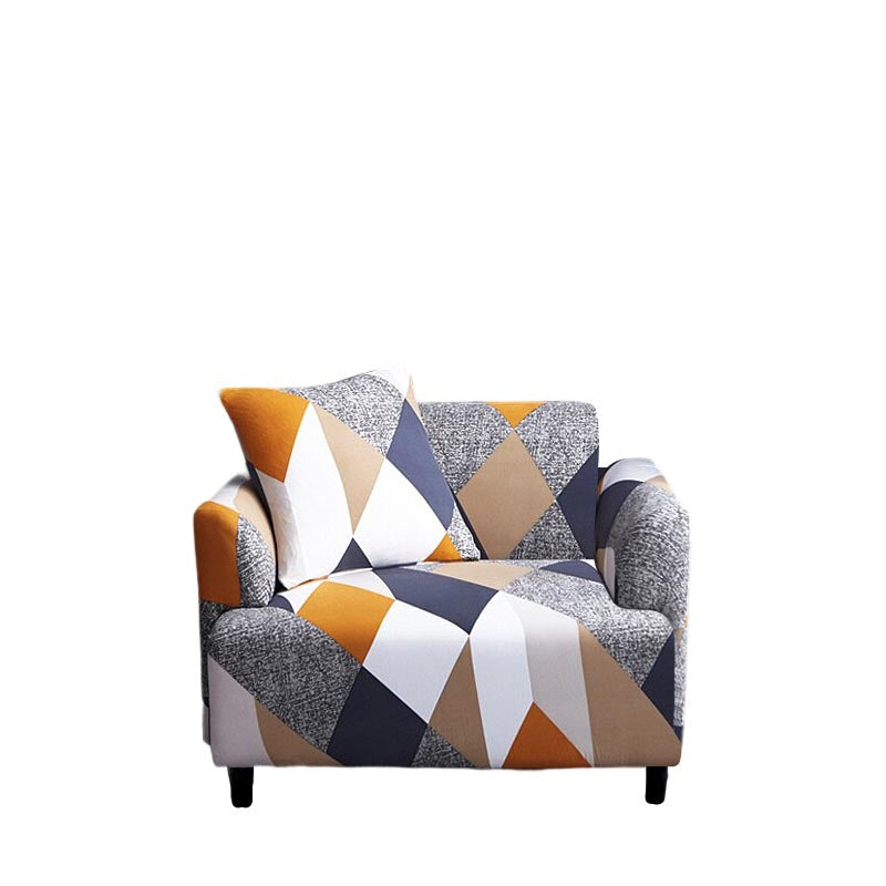 Anyseat 1 Seater Sofa Cover Khaki Geometric Style and Protection For Living Room Sofa Chair Elastic Stretchable Slipcover