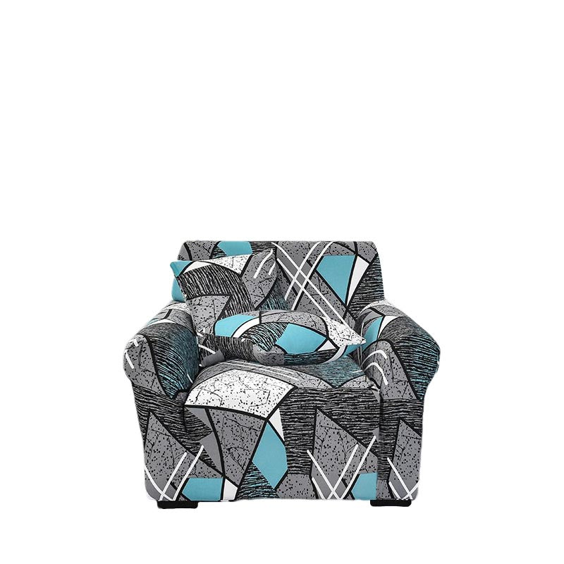 Anyseat 1 Seater Sofa Cover Dark Grey Geometric Style and Protection For Living Room Sofa Chair Elastic Stretchable Slipcover