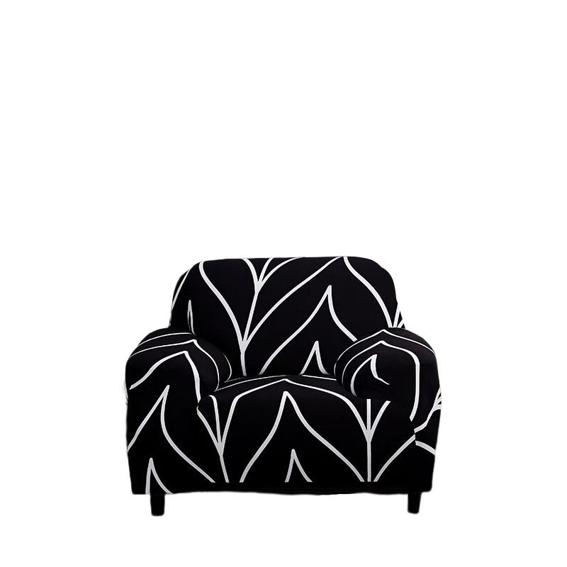 Anyseat 4-Seater Sofa Cover – Black Geometric Style Slipcover for Living Room Chair Protection