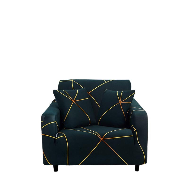 Anyseat 1 Seater Sofa Cover Dark Green Linear Style and Protection For Living Room Sofa Chair Elastic Stretchable Slipcover