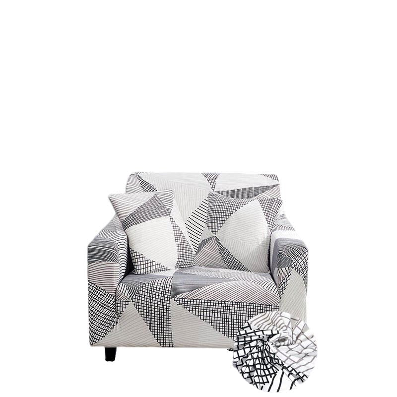 Anyseat 1-Seater Sofa Cover – White Geometric Style Slipcover for Living Room Chair Protection