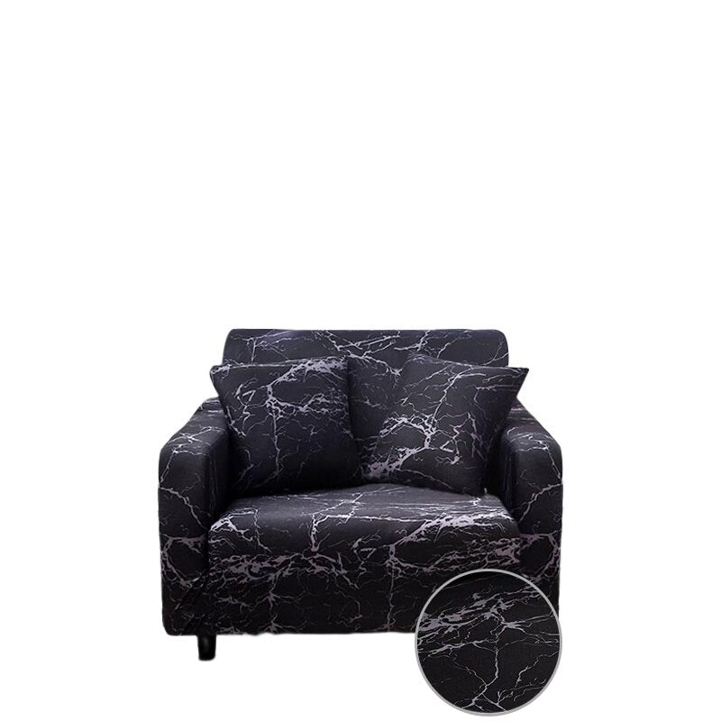 Anyseat 1 Seater Sofa Cover Marble Black Style and Protection For Living Room Sofa Chair Elastic Stretchable Slipcover