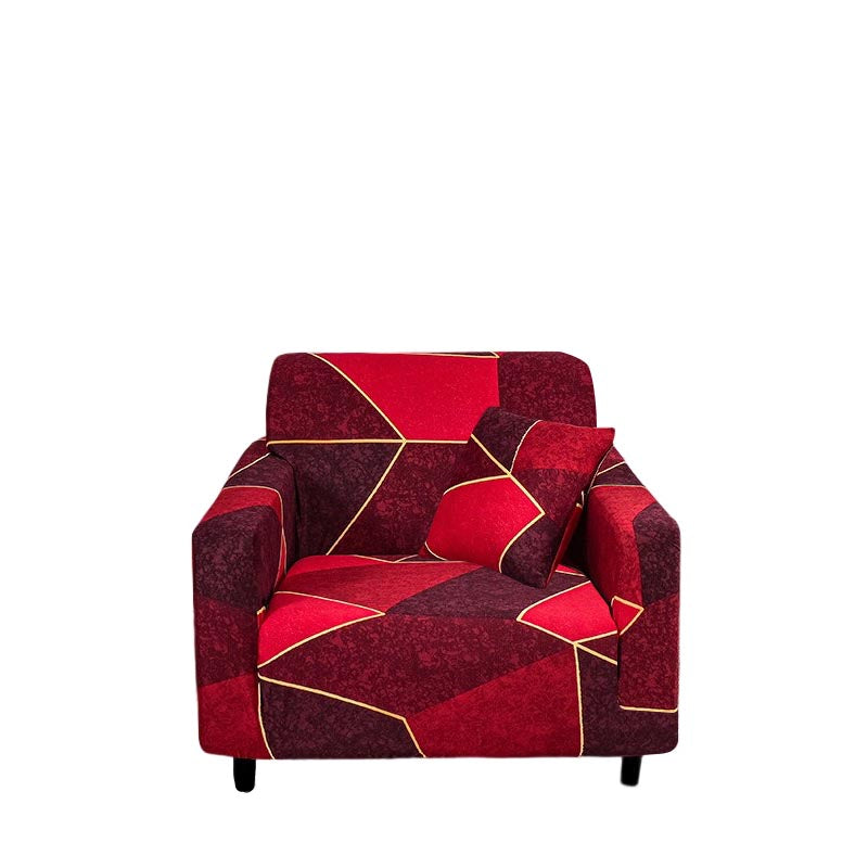 Anyseat 1 Seater Sofa Cover Red Geometric Style and Protection For Living Room Sofa Chair Elastic Stretchable Slipcover