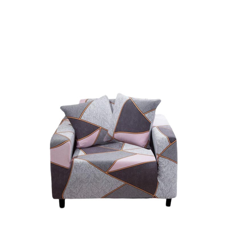 Anyseat 1 Seater Sofa Cover Gray Pink Geometric Style and Protection For Living Room Sofa Chair Elastic Stretchable Slipcover