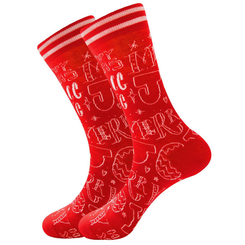 Anyfootwear 5 Pairs Red Size 5-13 Cute Socks Crystal Silk Tide Winter Holiday Design Plus Snowflake Stocking Comfortable To Wear