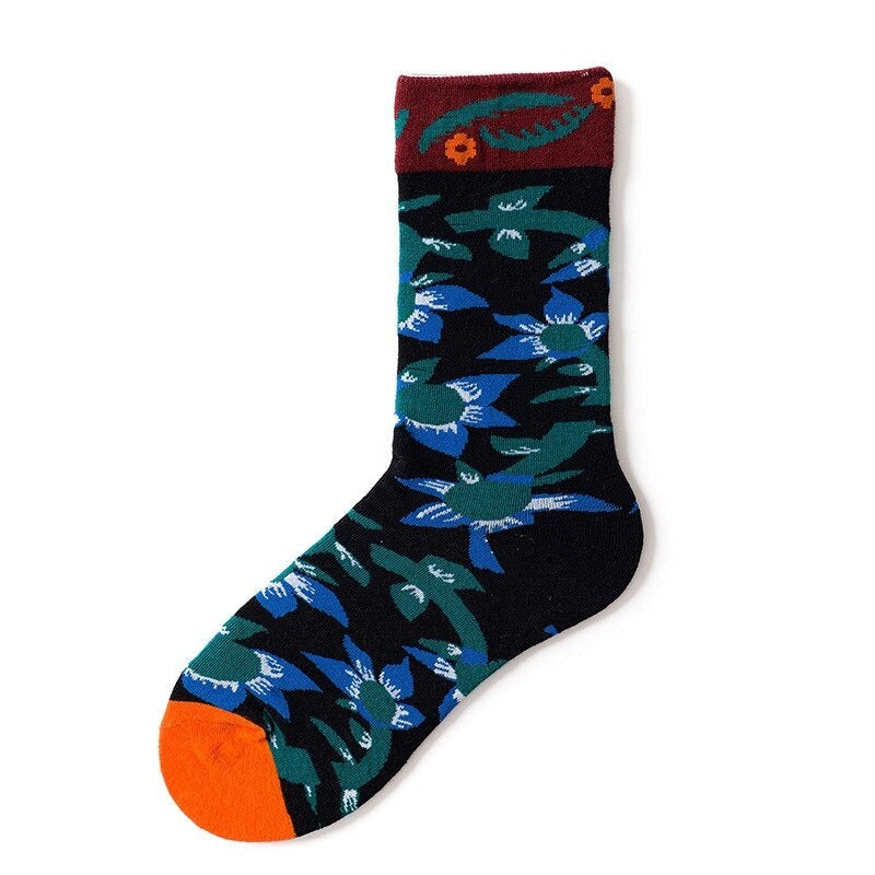 Anyfootwear 5 Pairs Black Size 5-9 Fashion Sock High-Quality Office Sports Business Long Socks Cotton Solid Colors Skateboard Knitted Casual