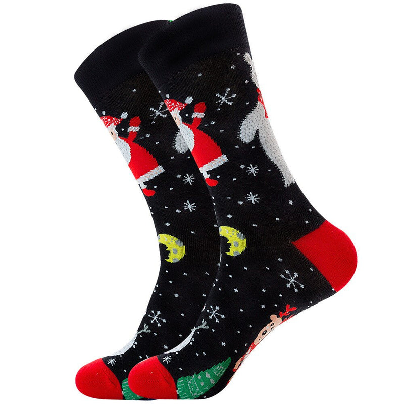 Anyfootwear 5 Pairs Red Black Size 5-13 Socks Crystal Silk Tide Winter Holiday Design Plus Snowflake Stocking Comfortable To Wear Perfect For Women
