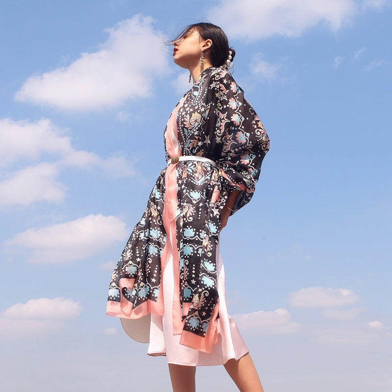 Anyyou 100% Mulberry Silk Black Long Scarf Luxury Brand Women Beach Shawl Wear Swimwear Pashimina Face Shield Foulard