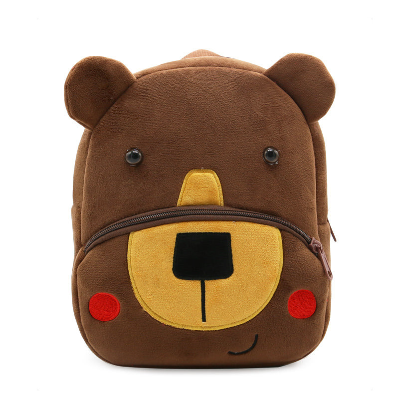 ANYKIDZ 3D Coffee Bear Backpack Cute Animal With Cartoon Designs Children Toddler Plush Bag