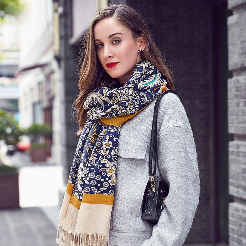 Anyyou 100% Pure Merino Wool Yellow Poncho Winter Large Scarf Pashmina Shawl Bandana Neck Wrap For Women