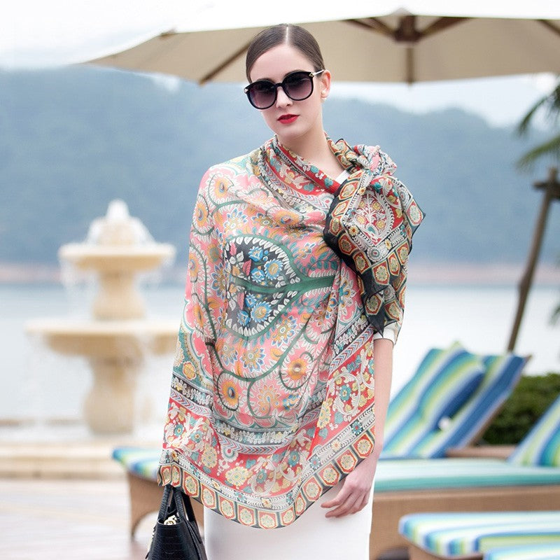 Anyyou 100% Mulberry Silk Light Orange Long Scarf Luxury Brand Women Beach Shawl Wear Swimwear Pashimina Face Shield Foulard