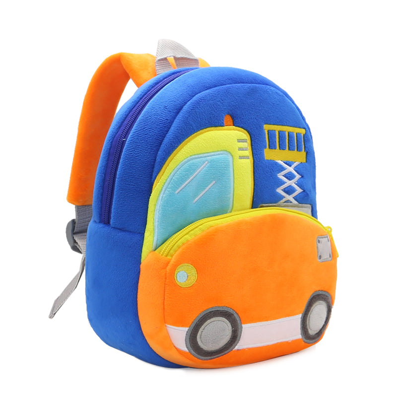 ANYKIDZ 3D Blue Lift Truck Kids School Backpack Cute Cartoon Animal Style Children Toddler Plush Bag Perfect Accessories For Boys and Girls