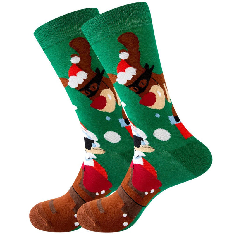 Anyfootwear 5 Pairs Red Green Size 5-13 Socks Crystal Silk Tide Reindeer Winter Holiday  Plus Snowflake Stocking Comfortable To Wear Perfect For Women