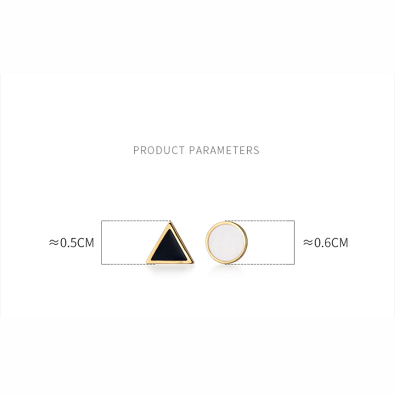 ANYCO Fashion Earrings Simple Geometric Round Black Triangle Zircon Stud for Women Classic Small Jewelry Accessories