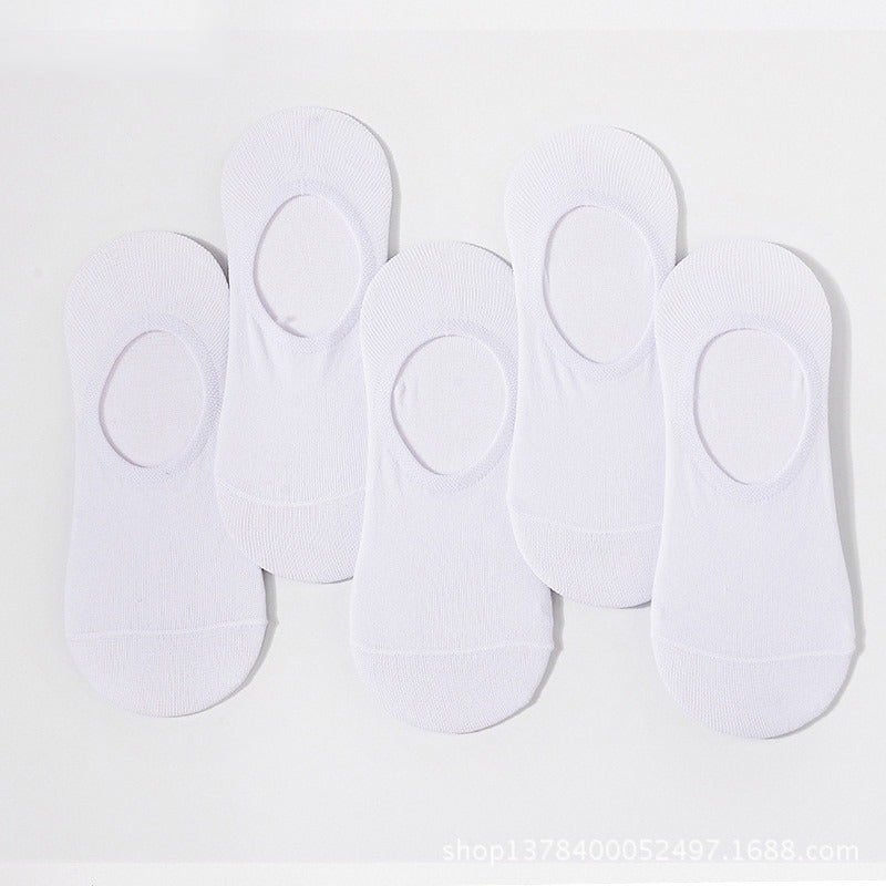 Anyfootwear 5 Pairs White Size 4-9 Fashion Socks High Quality Office Sports Business Long Socks Cotton Solid Colors Skateboard Knitted Casual