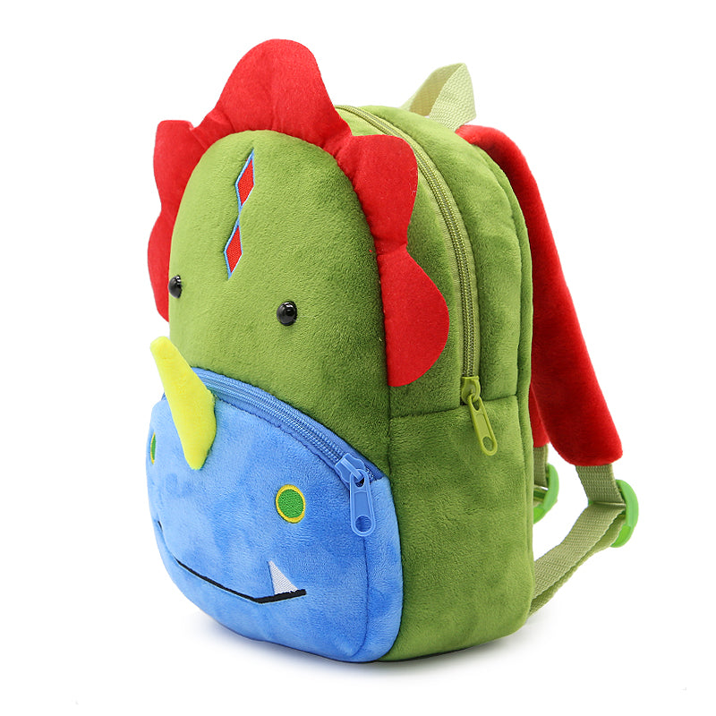 ANYKIDZ 3D Green Dinosaur School Backpack Cute Animal With Cartoon Designs Children Toddler Plush Bag For Baby Girls and Boys