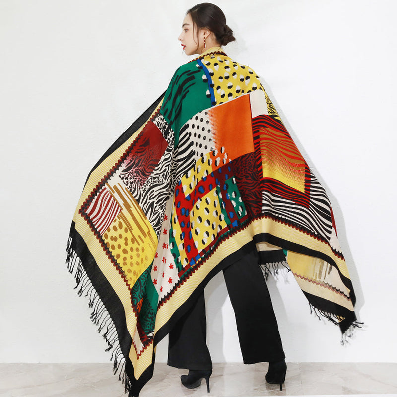 Anyyou 100% Merino Wool Yellow Multipattern  Silk Satin Large Winter Scarf Pashmina Shawl Bandana Perfect For Women Ladies Fashion Style