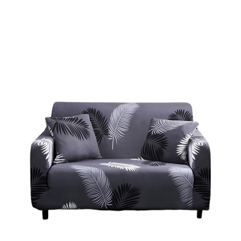 Anyseat 2 Seater Sofa Cover Gray Feather Style and Protection For Living Room Sofa Chair Elastic Stretchable Slipcover
