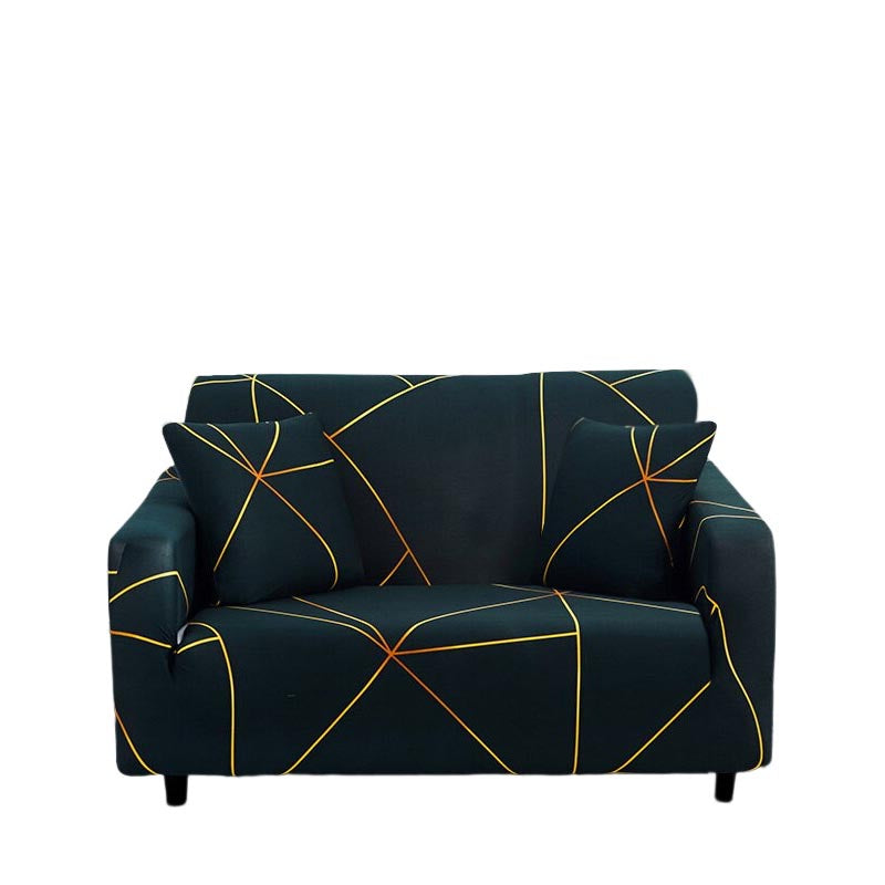 Anyseat 2-Seater Sofa Cover – Dark Green Linear Style Slipcover for Living Room Chair Protection