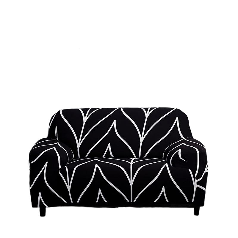 Anyseat 4-Seater Sofa Cover – Black Geometric Style Slipcover for Living Room Chair Protection