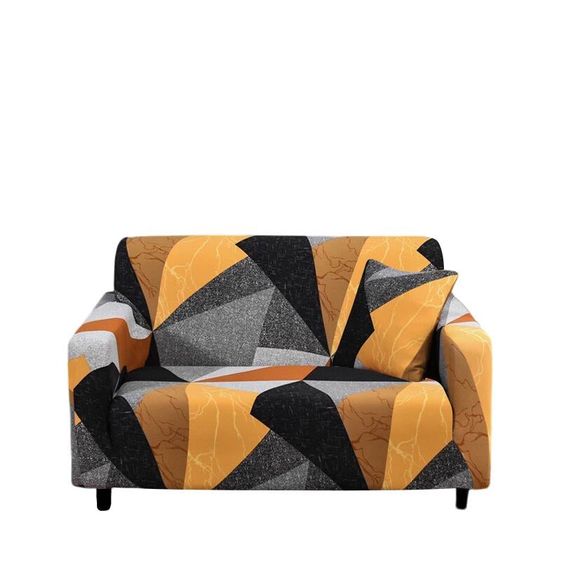 Anyseat 2 Seater Sofa Cover Golden Yellow Geometric Style and Protection For Living Room Sofa Chair Elastic Stretchable Slipcover
