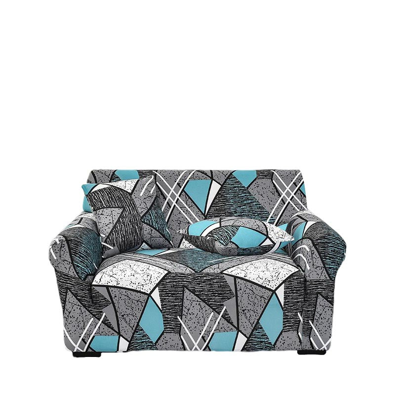 Anyseat 2 Seater Sofa Cover Dark Grey Geometric Style and Protection For Living Room Sofa Chair Elastic Stretchable Slipcover