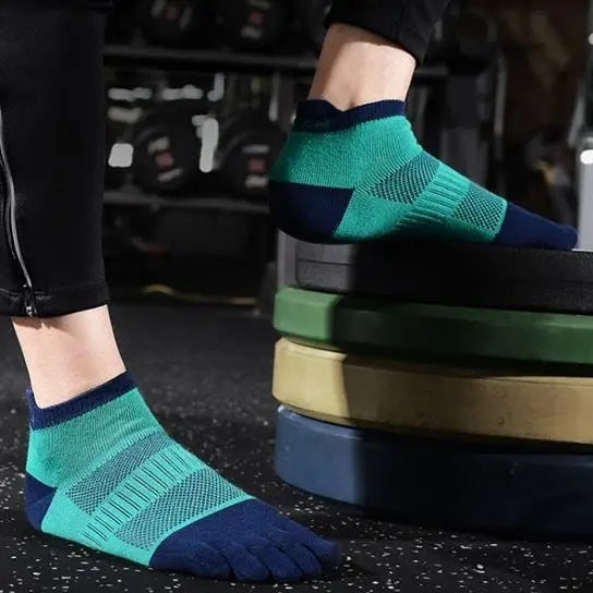 Anyfootwear 5 Pairs One Size 36-42 Gray Men's Socks Cotton Breathable Sports Sweat Absorption Five-toe Anti-friction Back Short Tube