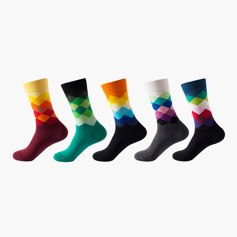 Anyfootwear 5 Pairs One Size 5-11 Mixed Color Cotton Fashion Woman Skateboard Oil Paitiing