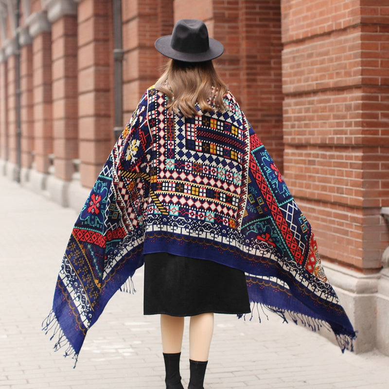 Anyyou 100% Merino Wool Blue Opus Zentangle  Silk Satin Large Winter Scarf Pashmina Shawl Bandana Perfect For Women Ladies Fashion Style