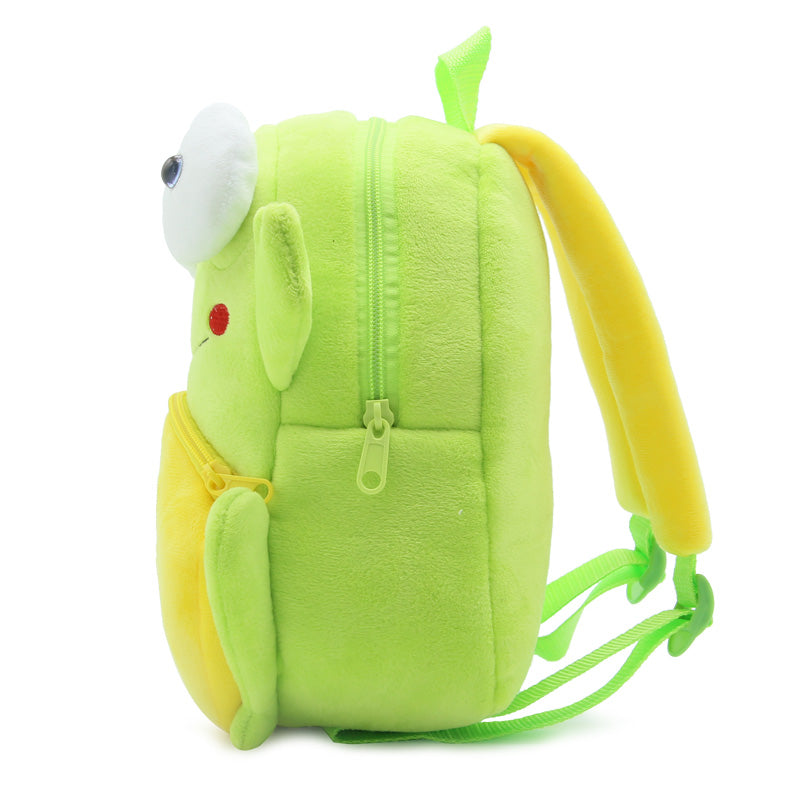 ANYKIDZ 3D Green Frog School Backpack Cute Animal With Cartoon Designs Children Toddler Plush Bag For Baby Girls and Boys