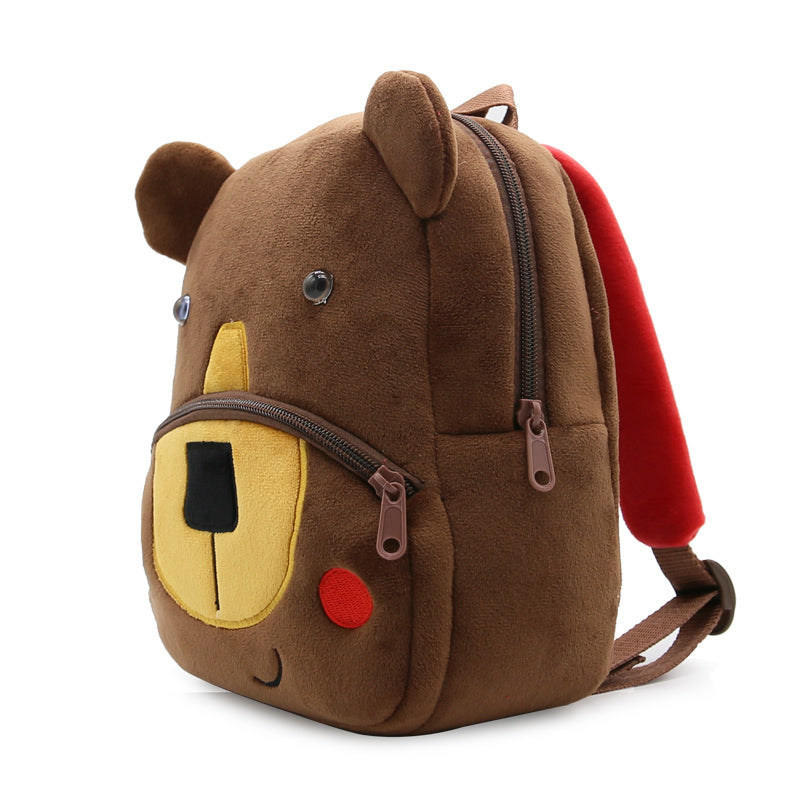 ANYKIDZ 3D Coffee Bear Backpack Cute Animal With Cartoon Designs Children Toddler Plush Bag
