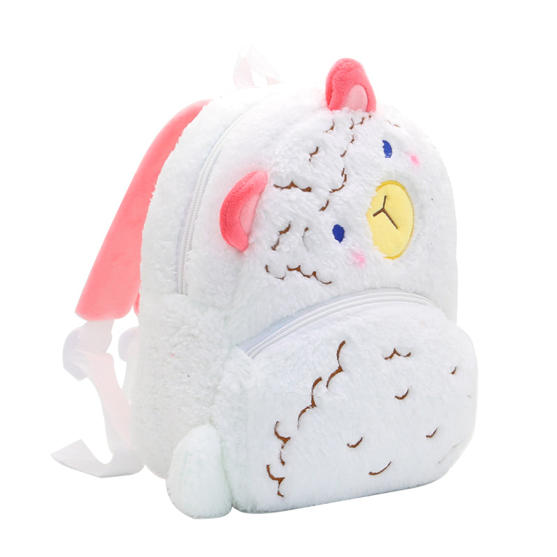 ANYKIDZ 3D White Alpaca Kids School Backpack Cute Cartoon Animal Style Children Toddler Plush Bag Perfect Accessories For Boys and Girls
