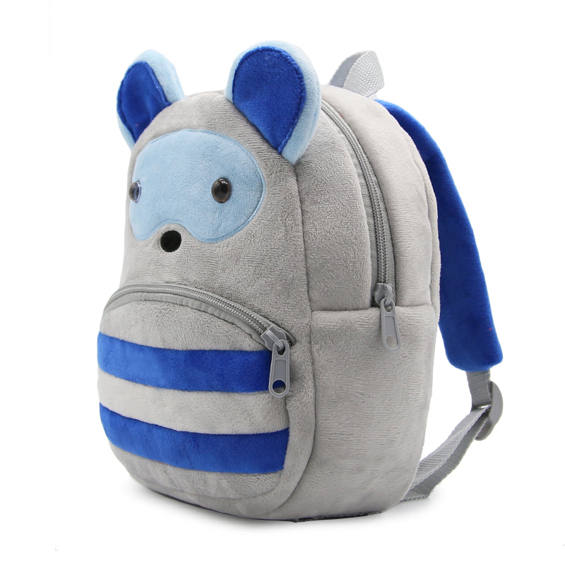 ANYKIDZ 3D Grey Raccoon School Backpack Cute Animal With Cartoon Designs Children Toddler Plush Bag For Baby Girls and Boys