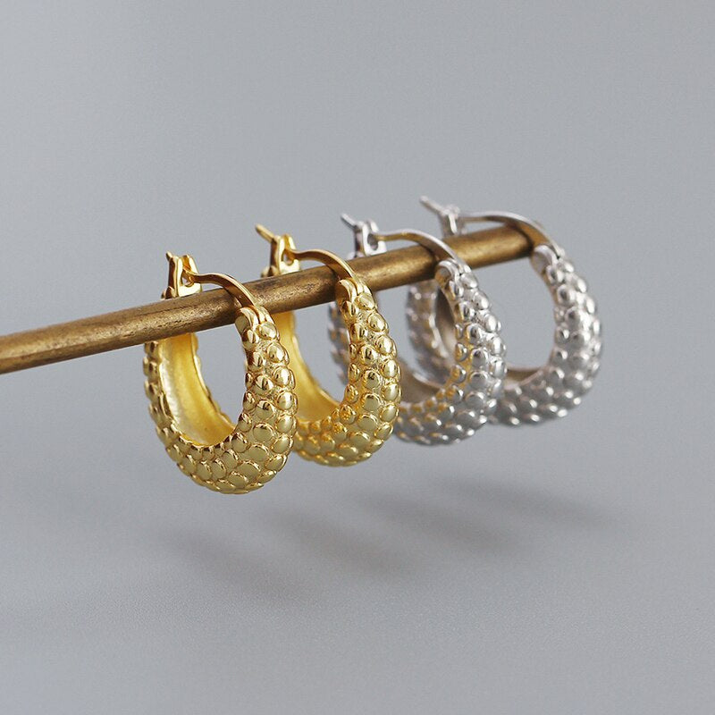 ANYCO Hoop Fashion Earrings  Punk French Statement Huggies Women Hip Hop Charming Party Jewelry Sterling Silver