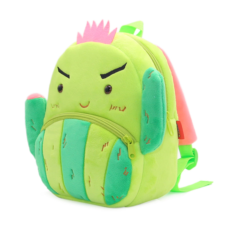 ANYKIDZ 3D Green Cactus  Kids School Backpack Cute Cartoon Animal Style Children Toddler Plush Bag Perfect Accessories For Boys and Girls