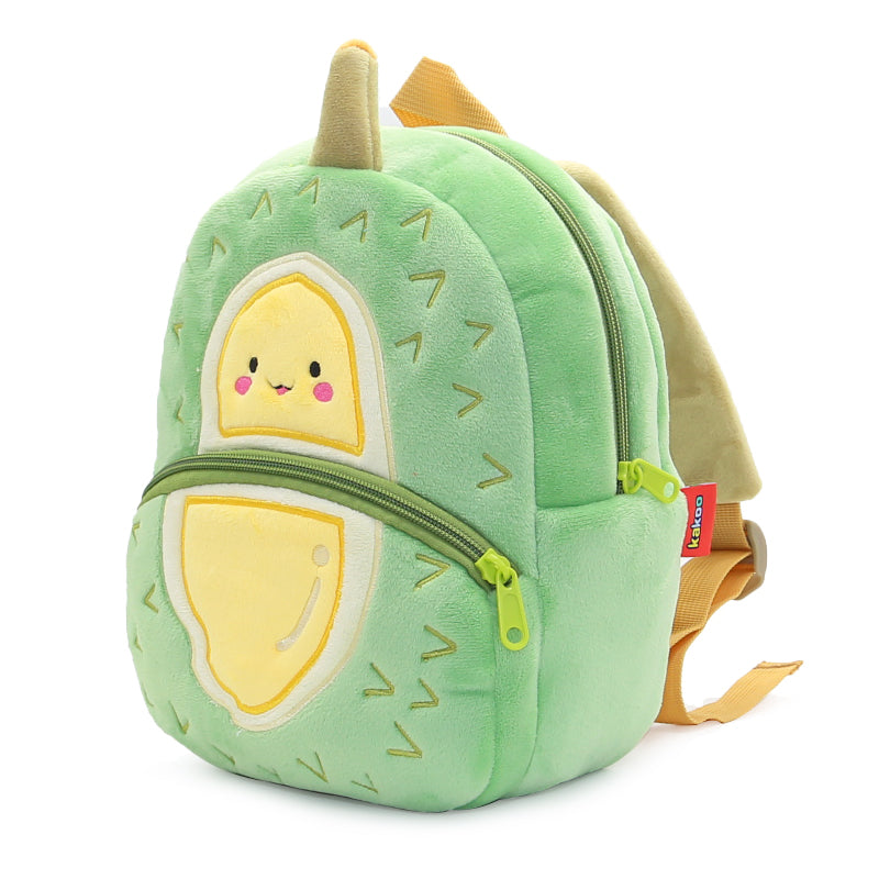 ANYKIDZ 3D Green Durian School Backpack Cute Fruit With Cartoon Designs Children Toddler Plush Bag For Baby Girls and Boys