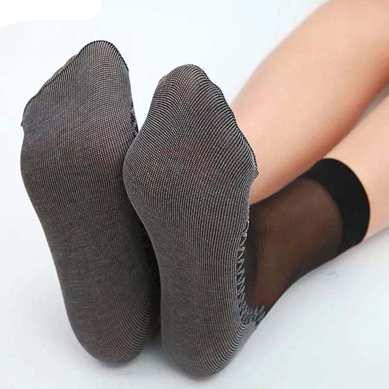 Anyfootwear 10 Pairs Free Size Fashion Socks High Quality  Velvet Silk Spring Summer Breathable Soft Cotton Bottom Wicking Slip-resistant for Women Brown