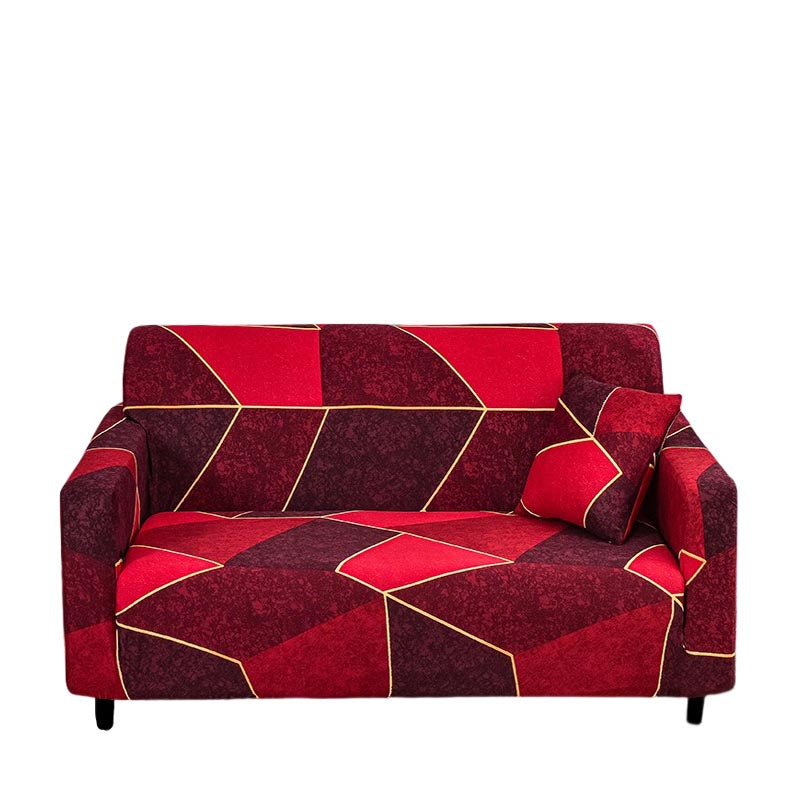 Anyseat 3 Seater Sofa Cover Red Geometric Style and Protection For Living Room Sofa Chair Elastic Stretchable Slipcover