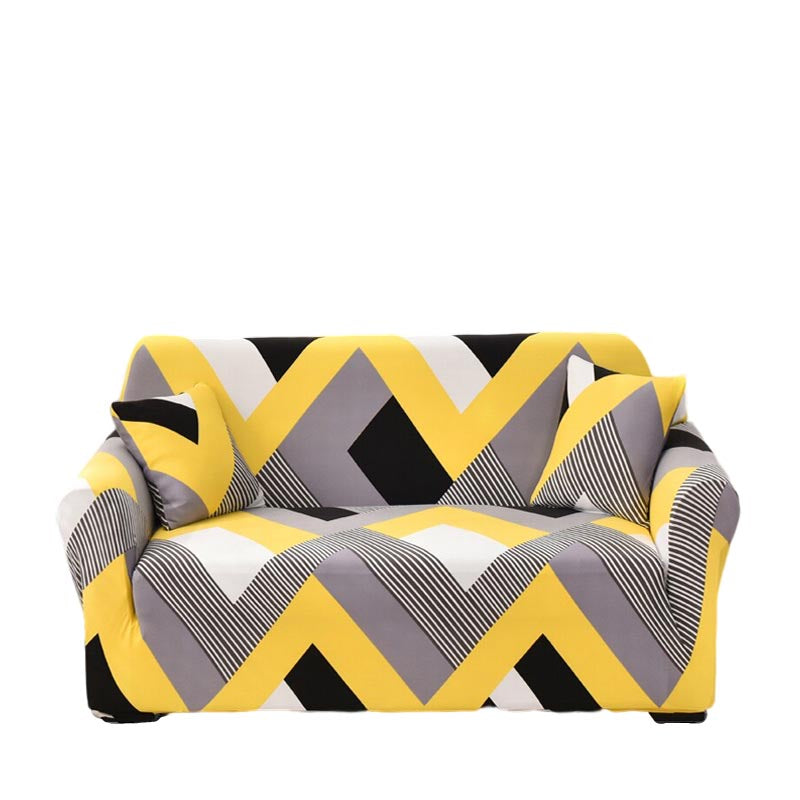 Anyseat 3 Seater Sofa Cover Yellow Wave Style and Protection For Living Room Sofa Chair Elastic Stretchable Slipcover