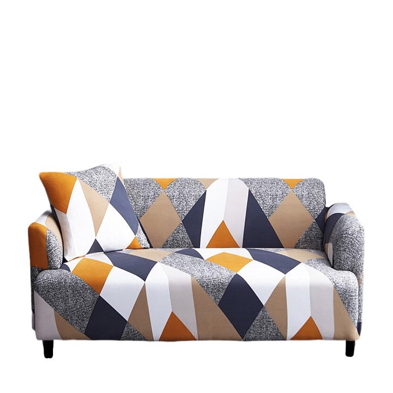 Anyseat 3 Seater Sofa Cover Khaki Geometric Style and Protection For Living Room Sofa Chair Elastic Stretchable Slipcover