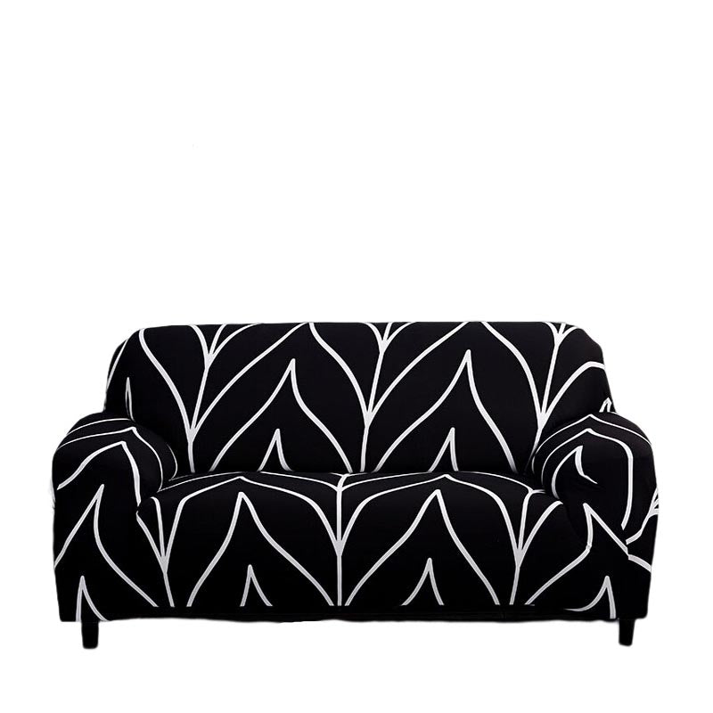 Anyseat 4-Seater Sofa Cover – Black Geometric Style Slipcover for Living Room Chair Protection