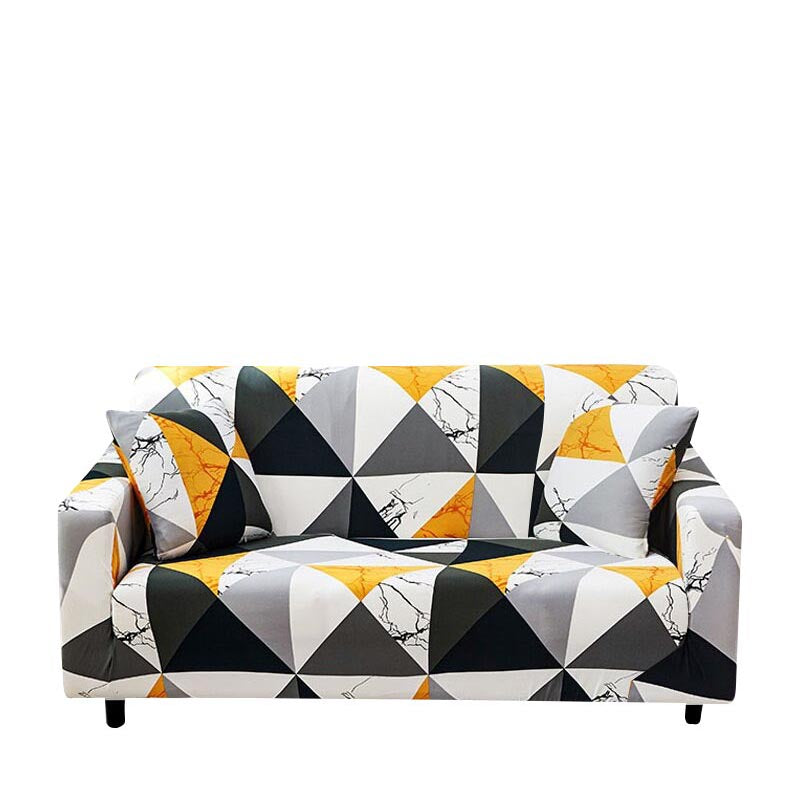 Anyseat 3 Seater Sofa Cover Yellow White Geometric Style and Protection For Living Room Sofa Chair Elastic Stretchable Slipcover