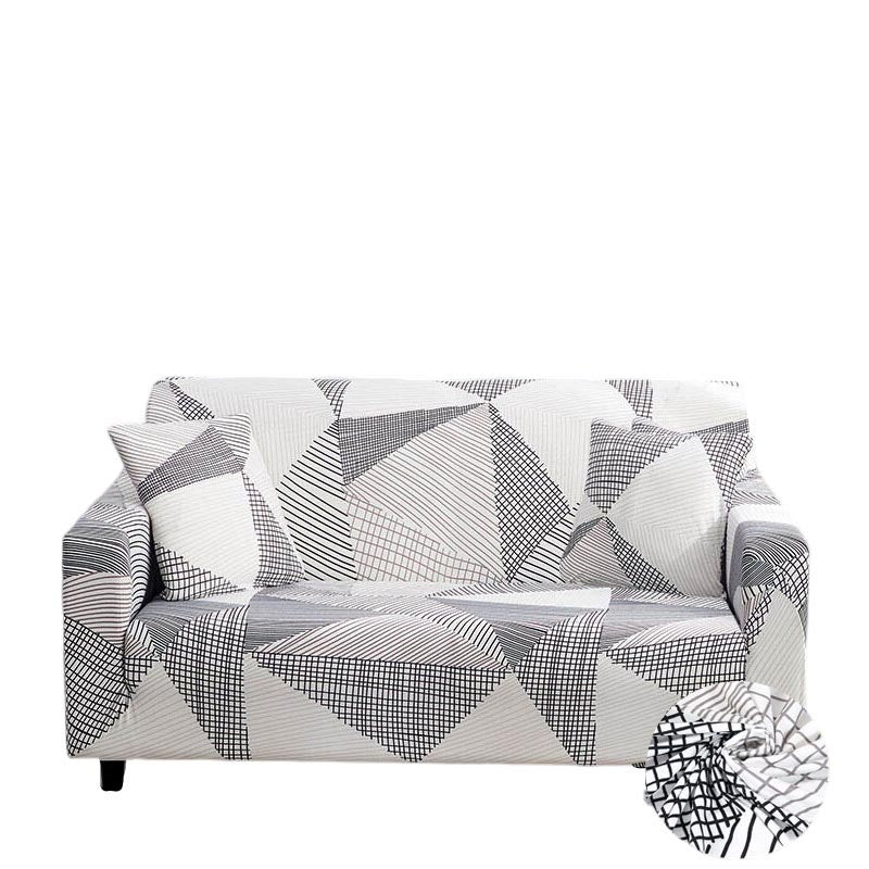Anyseat 3-Seater Sofa Cover – White Geometric Style Slipcover for Living Room Chair Protection