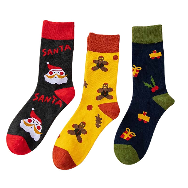 Anyfootwear 3 Pairs Women’s Seasonal Cotton Socks Funny Gift Party Multi Color