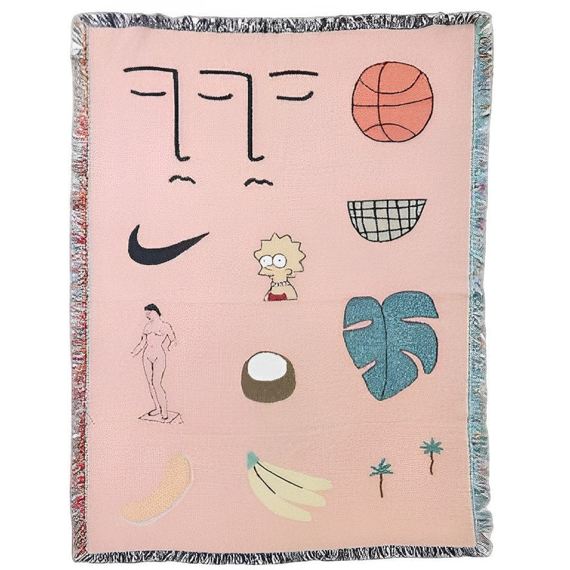 Anycozy Pink Hawaiian Tapestry Throw Blanket – Decorative Sofa Cover & Outdoor Leisure Mat