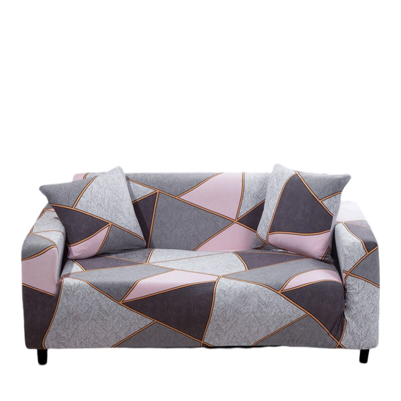 Anyseat 4 Seater Sofa Cover Gray Pink Geometric Style and Protection For Living Room Sofa Chair Elastic Stretchable Slipcover