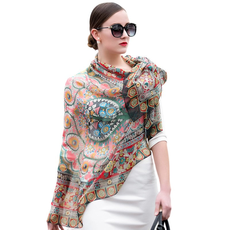 Anyyou 100% Mulberry Silk Light Orange Long Scarf Luxury Brand Women Beach Shawl Wear Swimwear Pashimina Face Shield Foulard